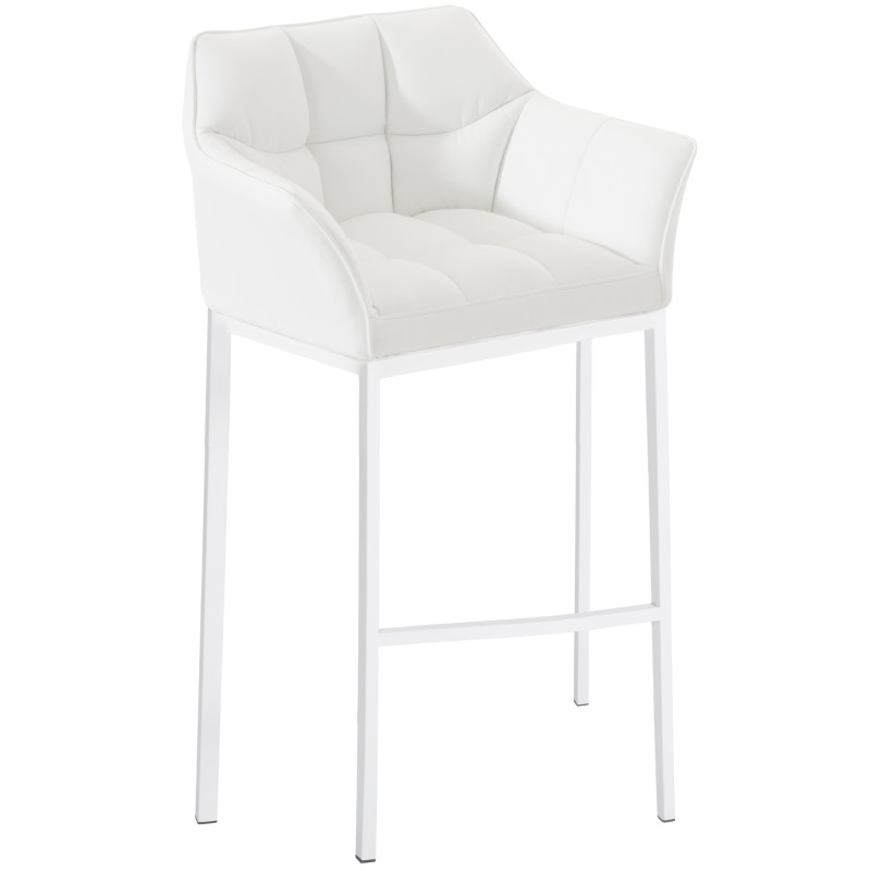 Tabouret de bar Damaso avec structure à 4 pieds, blanc