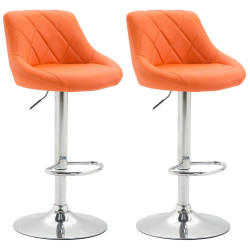 Lot de 2 tabourets de bar Lazio en cuir artificiel C orange