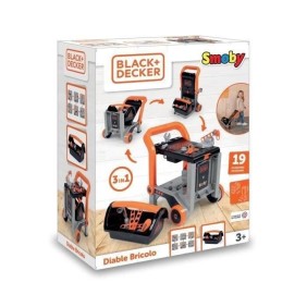 Smoby - Black+Decker - Diable + Boite 3 en 1 - 19 accessoires - Fabriqué en France