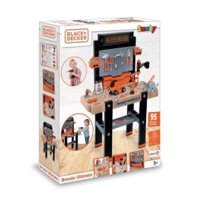 Smoby - Etabli bricolo Ultimate Black and Decker - Bruits réalistes - 95 accessoires - Voiture a construire - Fabrication frança