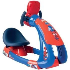 Smoby - Spidey - V8 Driver - Simulateur de conduite pour enfant - Siege ajustable - Sons et lumieres - Piles non incluses