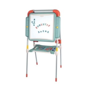 Smoby - Tableau Evolutif - Hauteur ajustable - Double face magnétique et ardoise - 80 Accessoires Inclus - Des 3 Ans