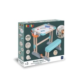 Smoby - Bureau Modulo Space - Transformable en Tableau Double Face - 80 Accessoires Inclus - Des 3 Ans - 420304