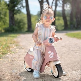 Smoby - Porteur scooter Rose - Coffre a Jouets - Roues silencieuses Dés 2ans