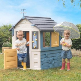 Smoby - Maison enfant 4 Saisons - Cabane éducative - Activités ludique sur le theme de la Météo - Fabriqué en France