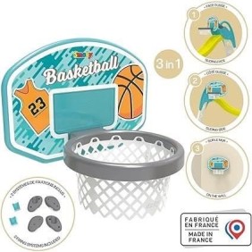 Smoby - Panier de Basket enfant - Accessoire de toboggan Smoby - 3 en 1 - Dés 3 ans