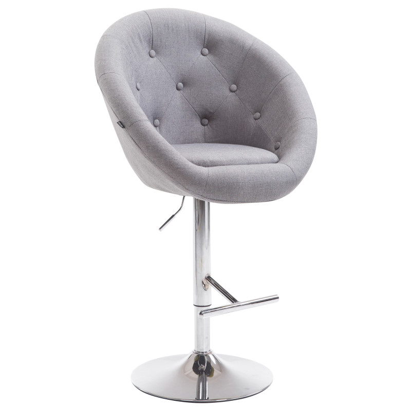 Tabouret de bar London V2 tissu chromé gris