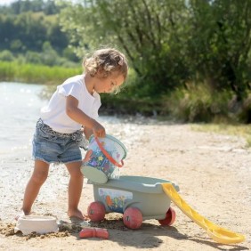 Smoby Life - Chariot de plage - Seau + Accessoires - 42% matériaux recyclés et 100% recyclabe - Fabriqué en France