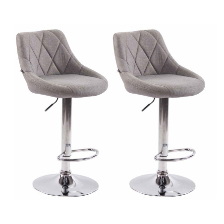 Lot de 2 tabourets de bar Lazio tissu C gris