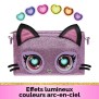 PURSE PETS - Sac-pochette Chaton - Rose pailleté - Fonction lumineuse - Piles fournies