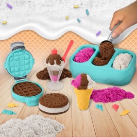 Coffret Kinetic Sand Delices Glaces - SPIN MASTER - Sable magique facile a modeler - 454g