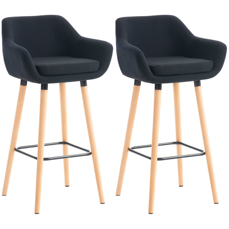 Lot de 2 tabourets de bar Grant en tissu noir