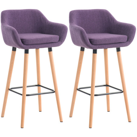 Lot de 2 tabourets de bar Grant tissu violet