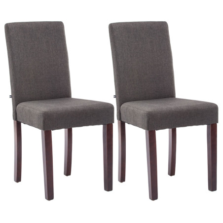 Lot de 2 chaises de salle à manger Ina en tissu cappuccino gris foncé