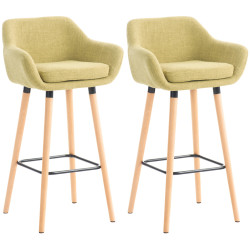 Lot de 2 tabourets de bar Grant tissu vert clair