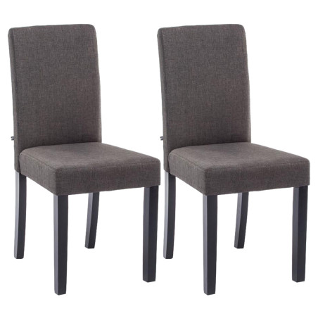 Lot de 2 chaises de salle à manger Ina tissu noir gris foncé