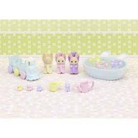 Figurines miniatures - SYLVANIAN FAMILIES - 5707 - Les triplés Lapin Creme et accessoires de bain