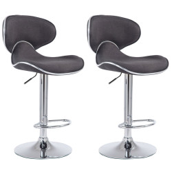 Lot de 2 tabourets de bar Las Vegas V2 tissu chromé gris foncé