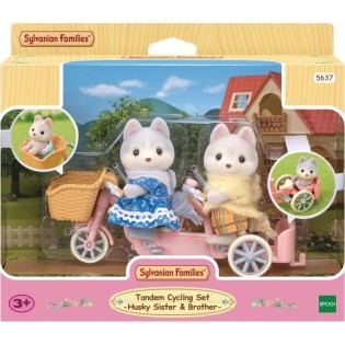 Figurines miniatures - SYLVANIAN FAMILIES - 5637 - Les freres et soeurs husky et leur tandem