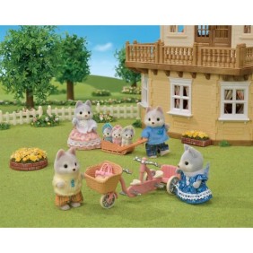 Figurines miniatures - SYLVANIAN FAMILIES - 5637 - Les freres et soeurs husky et leur tandem