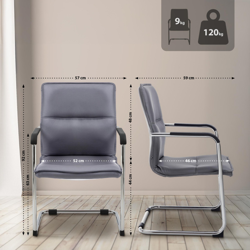 Ensemble de 2 chaises visiteurs gris Seattle