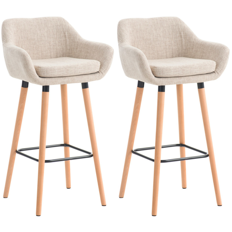 Lot de 2 tabourets de bar Grant tissu crème