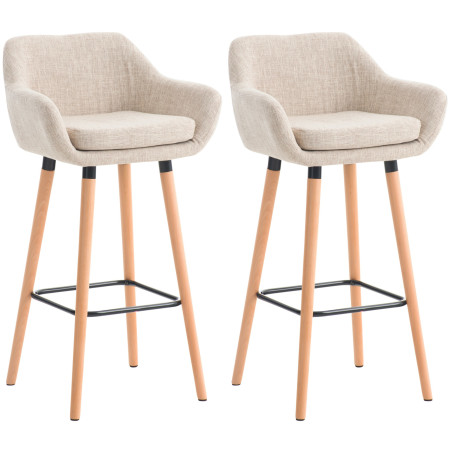Lot de 2 tabourets de bar Grant tissu crème