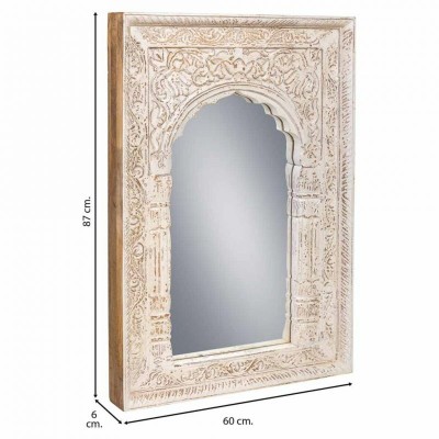 Miroir mural Alexandra House Living Crème Bois de manguier 6 x 60 x 87 cm