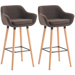 Lot de 2 tabourets de bar Grant en tissu marron