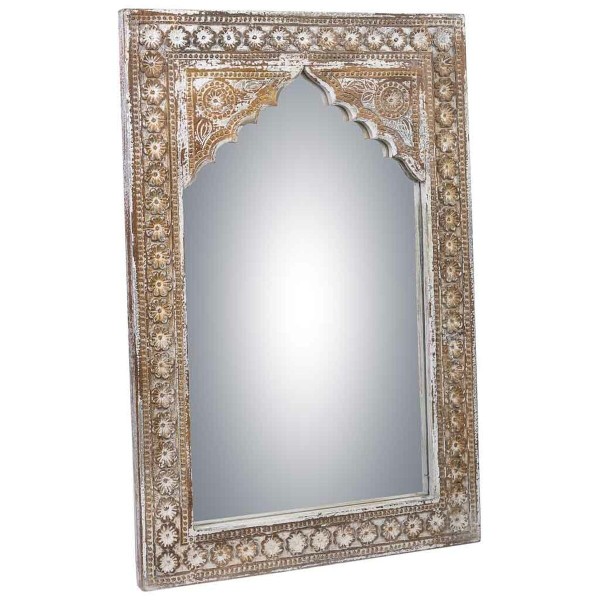 Miroir mural Alexandra House Living Blanc Gris Bois de manguier 4 x 90 x 60 cm