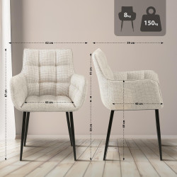 Chaise Tirana tissu noir ivoire