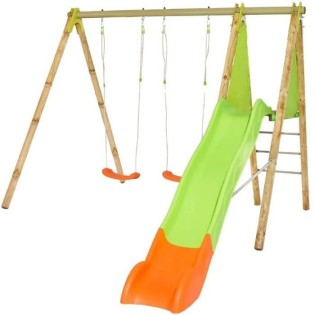 Station de jeux bois poutre métal 2,30 m Techwood ARROBA - 4 enfants