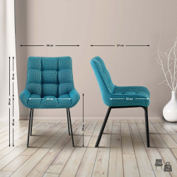 Chaise Saranda tissu noir turquoise