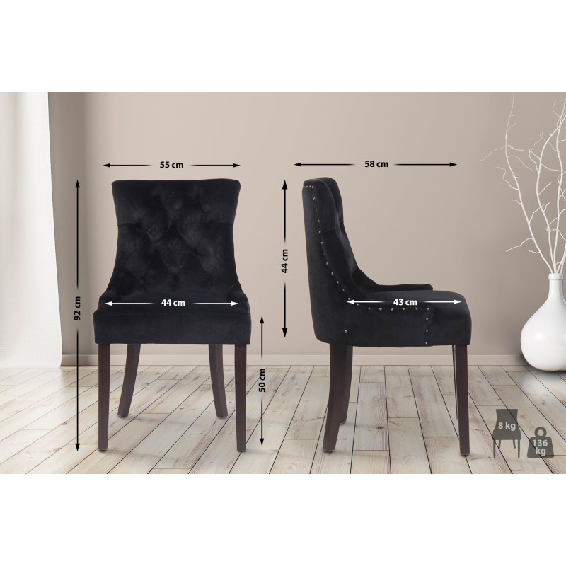 Chaise de salle à manger Aberdeen en velours noir antique