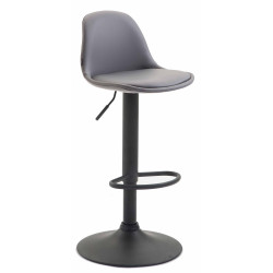 Tabouret de bar Kiel entièrement rembourré en similicuir noir gris