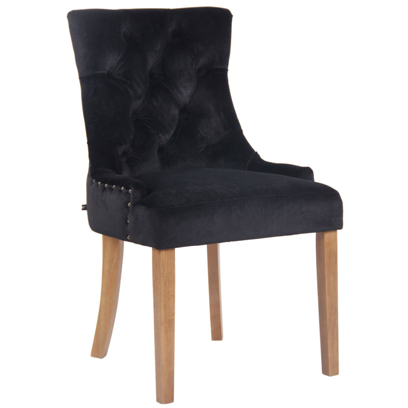 Chaise de salle à manger Aberdeen en velours noir clair antique