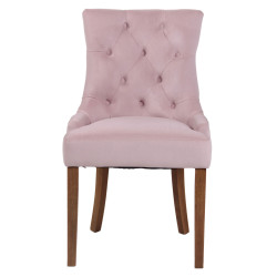 Chaise de salle à manger Aberdeen en velours rose clair antique