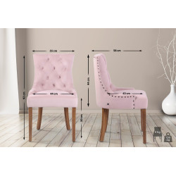 Chaise de salle à manger en velours Aberdeen rose clair antique