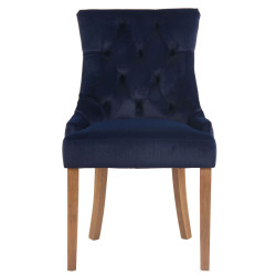 Chaise de salle à manger Aberdeen en velours bleu clair antique