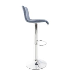 Lot de 2 tabourets de bar Hoover tissu chromé bleu