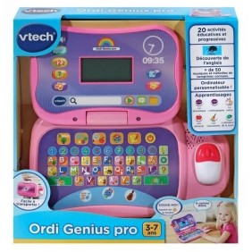 Ordinateur éducatif VTECH ORDI GENIUS PRO ROSE pour enfants de 3 a 7 ans avec souris et 20 activités incluses