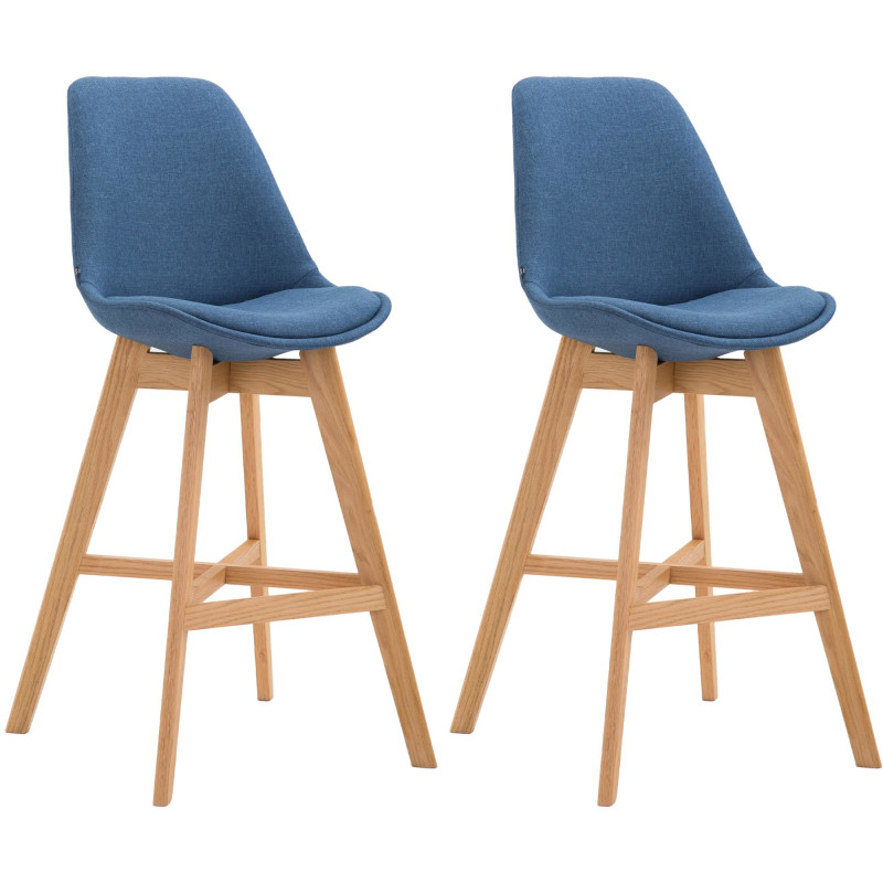 Lot de 2 tabourets de bar Cannes tissu natura bleu
