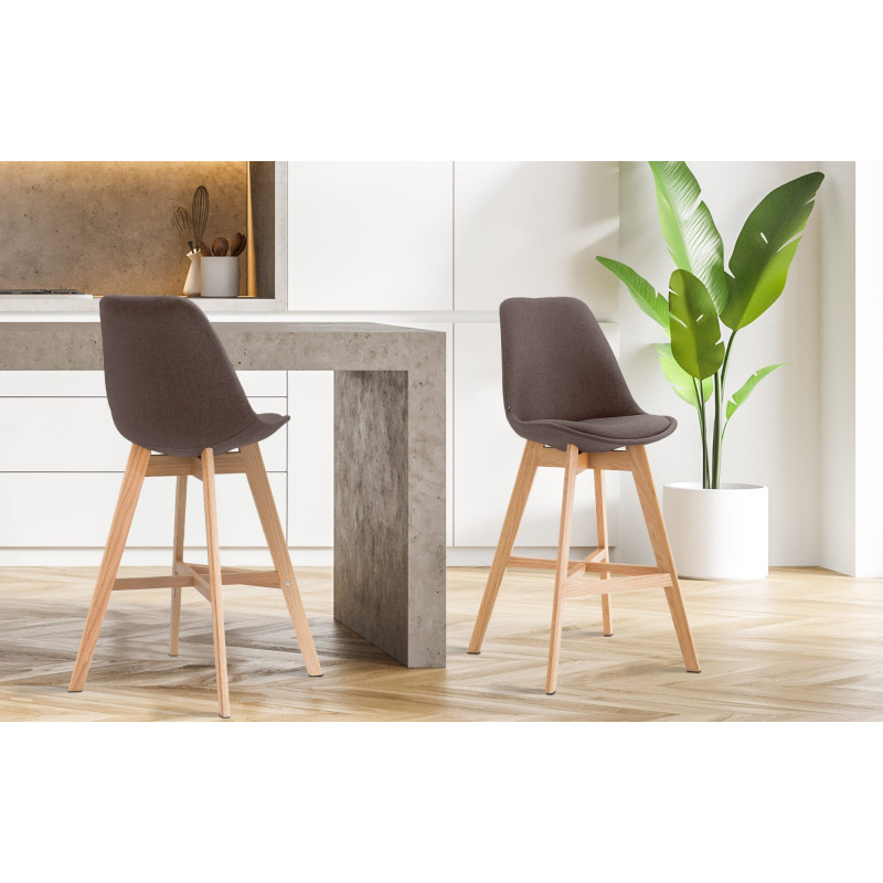 Lot de 2 tabourets de bar Cannes tissu natura brun
