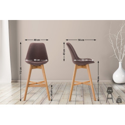 Lot de 2 tabourets de bar Cannes tissu natura brun