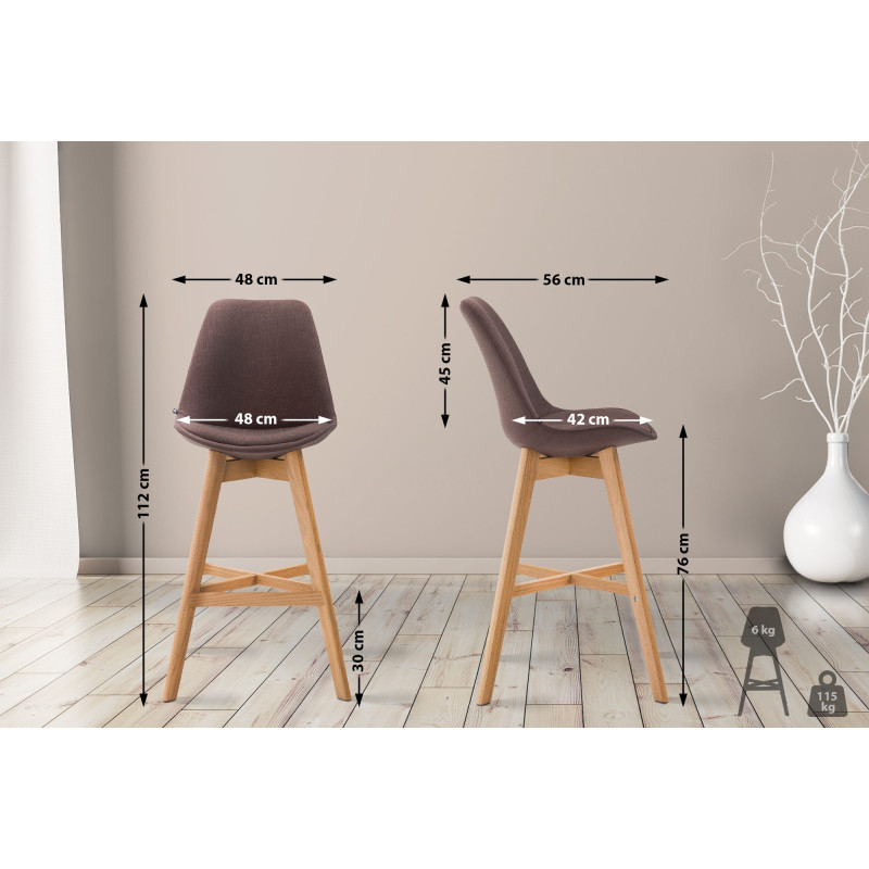 Lot de 2 tabourets de bar Cannes tissu natura brun