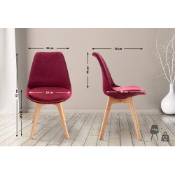 Fauteuil Linares, velours, bordeaux