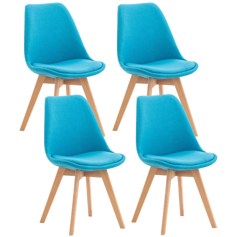 Lot de 4 chaises Linares tissu turquoise