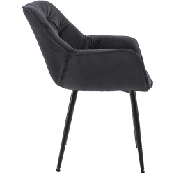 Fauteuil Tanna, velours, noir