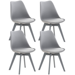 Lot de 4 chaises en plastique Linares, gris/gris