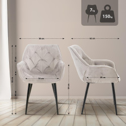 Fauteuil Tanna, velours gris